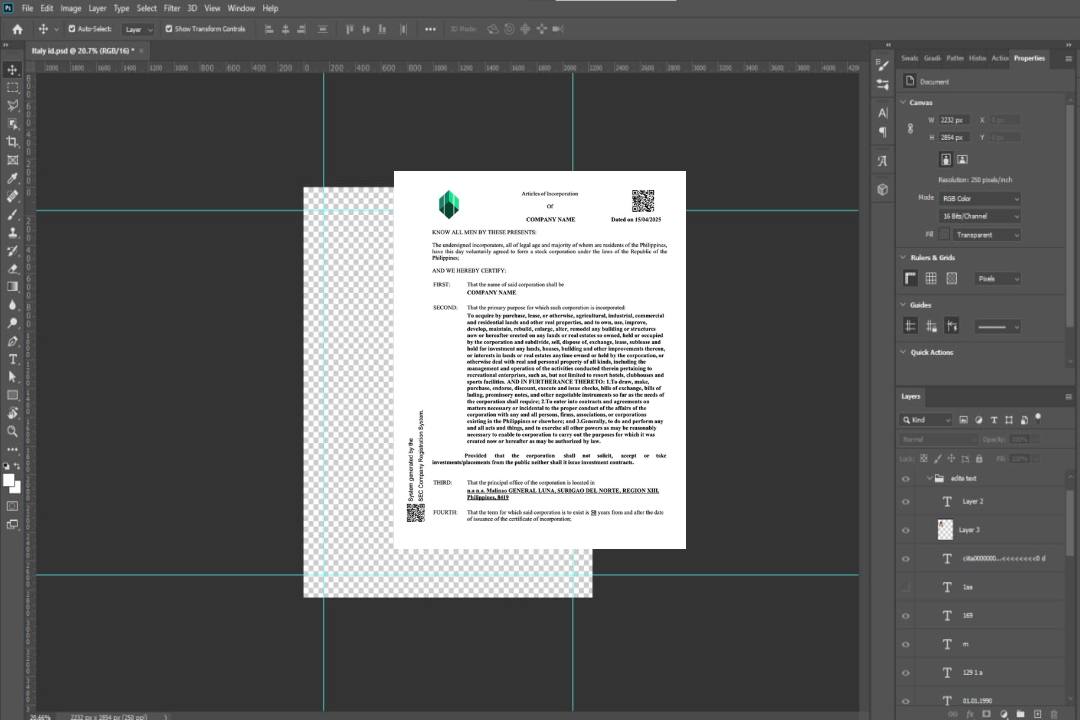Modèle Word et PDF de certificat de constitution de société aux Philippines template